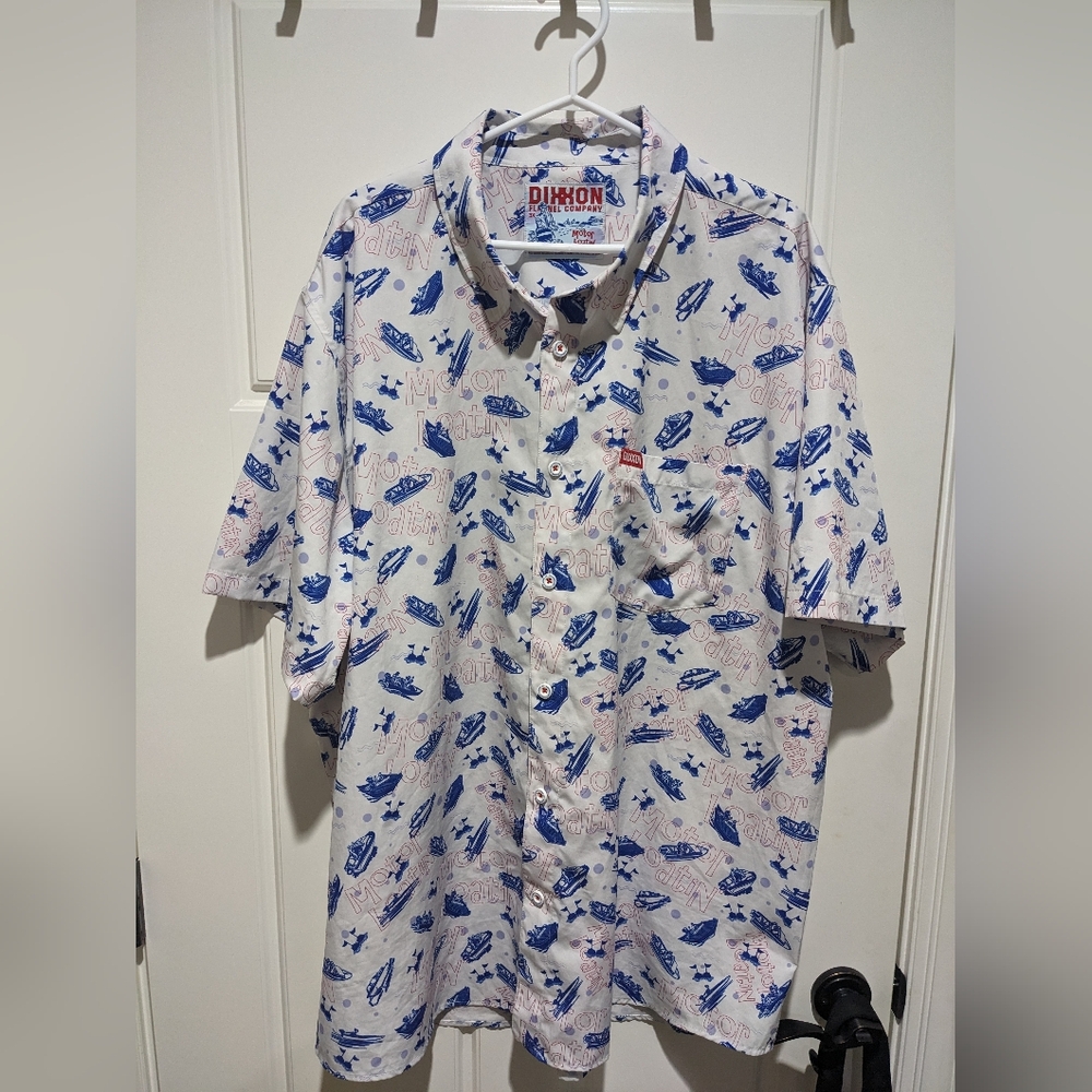 Dixxon Flannel "Motor Boatin" Shirt Mens 3XL Button Down Hawaiian Funny Pocket